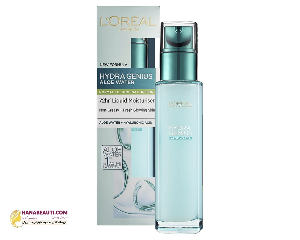 سرم آبرسان لورآل مدل L'OREAL Hydra Genius Aloe Water مناسب پوست چرب حجم 70میلی لیتر اصلی 